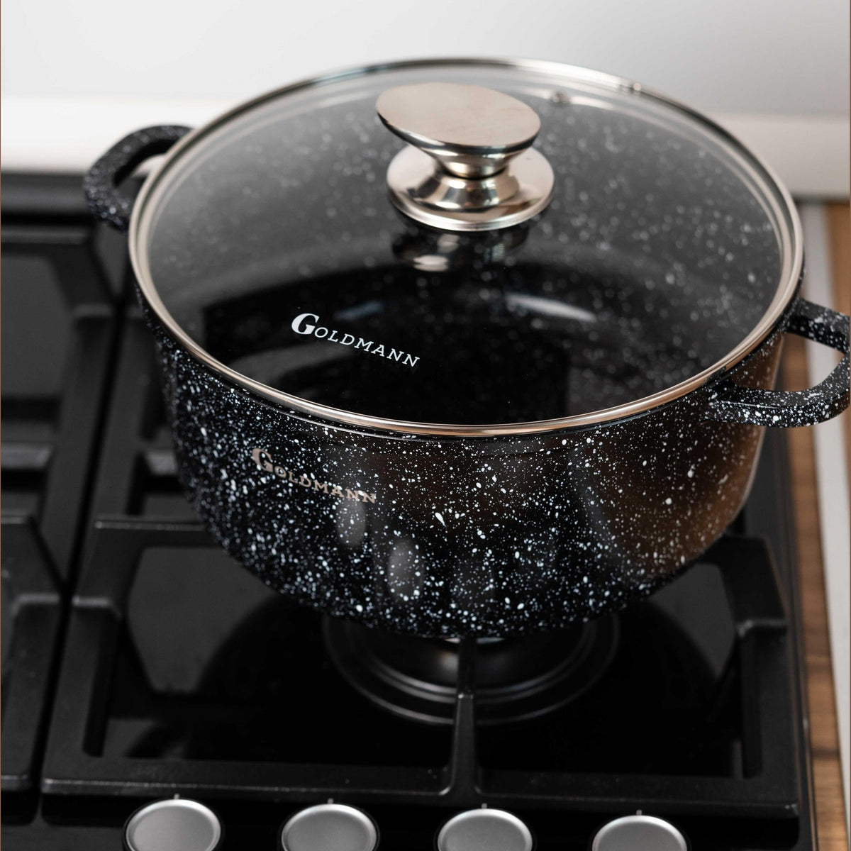 סט סירים Goldmann 6 חלקים – 2.3/4.5/6.5 ליטר עם מכסים, ציפוי גרניט נון-סטיק